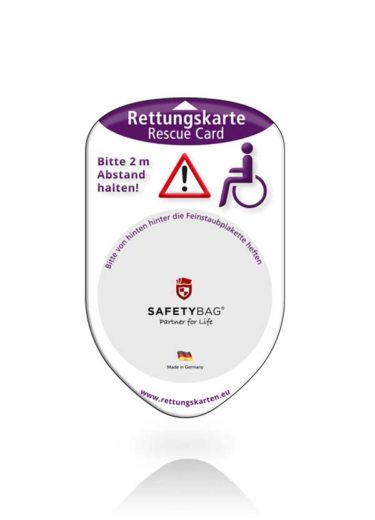 SafetyBagF - Rettungskartenhalterung speziell für Rollstuhlfahrer